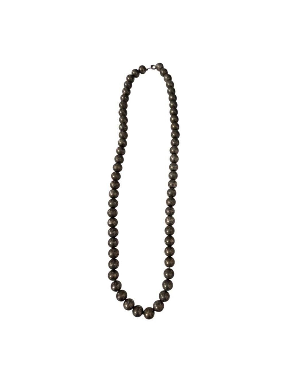 Vintage Korea Silver Tone Ball Bead Necklace 21 Inch Mid Century Costume Jewelry